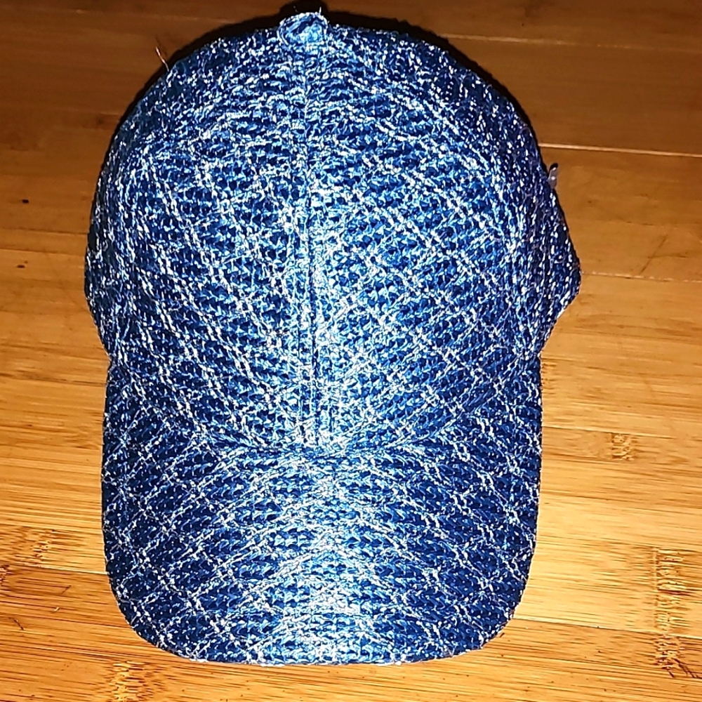 Lele Sadoughi Blue RAFFIA BASEBALL Hat NEVER WORN - Picture 2 of 8